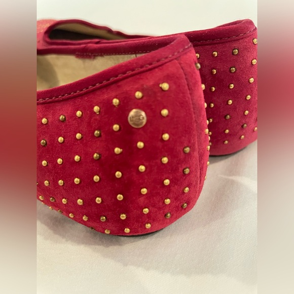 UGG Womens Suede Red Loafers with Fur Inside Size 7 - Picture 4 of 7